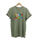 Yaz Love Summer Yazı Baskılı Deniz Sahil Kumsal Desenli %100 Pamuk Regular Fit Bisiklet Yaka T-Shirt - Haki