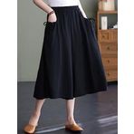 Yaz Pamuk Geniş Bacak Pantolon Kadınlar için Yüksek Bel Büyük Boy Pantolon-etek Cep ile Şalvar Kapriler Pantolon Kadın Joggers (Color : Black, Size : XXXL)