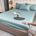 Yaz Soğutma Buz İpek Nevresim Takımı Nefes Alabilir Lateks Yatak Örtüsü Kaymaz Saten Yatak Kraliçe/Çift/Tek Kişilik Aşınmaya Dayanıklı 180x200 cm + 30 cm 3 Parça