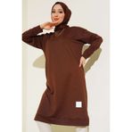 YAZGI MODA Arma Detaylı Uzun Tunik Kahve