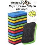 Yazı Tahta Silgisi Eva 12 Adet Beyaz Yazı Tahtası Silgisi Kaliteli Keçe Uçlu Eva Okul Sınıf Ofis Kuru Silgi - Çok Renkli - 11x5 cm - Standart