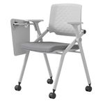 Yazı Tahtalı Katlanır Sandalye, Taşınabilir Set, Yastıklı Yastık ve Yazı Tahtası ile Metal Çerçeve Kumaş Yemek Sandalyesi Ev için Kolay Saklanabilir ve Kullanılır Gri