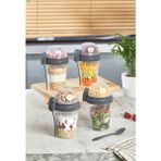 Yazıcı 4 Adet Taşınabilir Kaşıklı Yoğurt Kabı 600 ml + 200 ml Saklama Haznesi Taşınabilir Beslenme Kabı - 4' lü