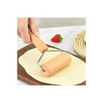 Yazıcı Ahşap Saplı Mini Merdane, Bambu Pizza Hamur Açma Rulosu, Paslanmaz Çelik, 9x16 cm, 4.5 cm Silindir Çap