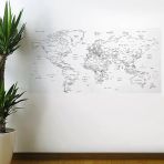 Yazılabilir Dünya Haritası Manyetik Duvar Stickerı 110 X 56 Cm (5433)