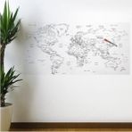 Yazılabilir Dünya Haritası Manyetik Duvar Stickerı 110X56 Cm, Eğlenceli ve Öğretici Dekor - Ahşap - Seçenek 1