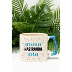 Yazılı Efsaneler Haziranda Doğar Baskılı Doğum Günü Hediyelik Mavi D Kulplu Kupa Bardak, QBLK8266-06HAZİRAN-MV