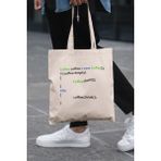 Yazılımcı Mğhendis Java Coffee Baskılı Omuz Çantası %100 Pamuklu Tote Bag Ham Bez Çanta - Bej