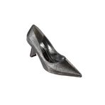YAZKIŞ Kadın Platin Gümüş Parlak Petek Kumaş 7cm Kadeh Topuk Sivri Burun Stiletto Ayakkabı Platin 37