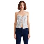 Yazlık Çok Ekose Bluz Saten Kumaşlı Crop Kalıp Rahat Günlük Kullanım İçin_Çok Renkli-42