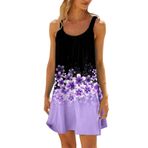 Yazlık elbise, kadın, Swing Tank elbisesi, kolsuz, plaj elbisesi, modaya uygun, renkli, çiçek baskılı, bluz, seksi mini elbise, genç kız, kutlama elbisesi, şık gündelik elbise, parti elbisesi, Lila, L