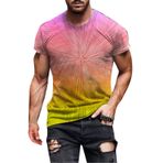 Yazlık erkek gömleği, yuvarlak yaka, kısa kollu, büyük beden, şık, renkli gömlek, erkek boş zaman gömleği, plaj gömleği, dar kesim, erkek gömleği, içlik, dış mekan için, F-pembe, L
