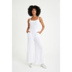 Yazlık Günlük Salaş Kadın Tulum - Ekru - 2XL