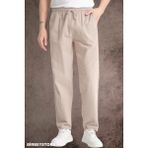 Yazlık Keten Pantolon Ham Bez Eşofman Beli Lastikli Unisex Rahat Kalıp Hambez Büyük Beden Alt Eşofman %100 Pamuk - Krem - 2XL