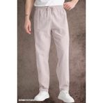 Yazlık Keten Pantolon Ham Bez Eşofman Beli Lastikli Unisex Rahat Kalıp Hambez Büyük Beden Alt Eşofman %100 Pamuk - KRM-Krem - 2XL