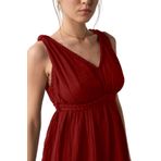 Yazlık Muslin Elbise Askılı Bohem Örgülü Bağlama Detaylı Helen Elbise (Bordo, Standart)