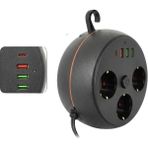 Yazline Global Çoklu Priz Akım Koruma 3 Soket 3 USB Type C Hızlı Şarj 2m Uzatma Kablosu - Renkli