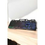 Yazline Global LED Işıklı Oyuncu Klavye USB Girişli Rgb Işıklı Q Klavye Mouse Hediyeli - Renkli