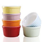 YAZYLIFE Ramekins 170 ml Fırında Güvenli, Kremalı Brulee Ramekin ve Sufle Tabakları, Porselen Ramekin Pişirme Kaseleri, Daldırma Sos Tabağı. Puding Fincanları, 6'lı Set, Renkli. (Renkli)