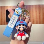 YBLTD Oyun Süper Mario Bros. Heykelcik Kawaii Anahtarlık Küp Şekli Pvc Anahtarlık (Yurt Dışından) - Mavi