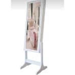 Yc Dekor Beyaz Demonte Ayaklı Aynalı Takı Dolabı Ahşap Modern Tasarım 166 cm