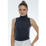 YCG GİYİM Kadın Lacivert Kolsuz Boğazlı Body KLSZBGZLBDY