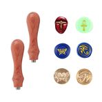 Ychostamp 4 adet mum mühür damga seti dövme sembolleri balmumu damga kafaları ve ahşap kabza Vintage Retro klasik ilk mühür mum damga kiti (kelebeğ+İsa haç+Ankh+Horus gözü)
