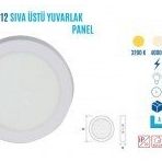 Ycl ASM-1012G 12W Sıvaüstü Yuvarlak Günış Led Panel