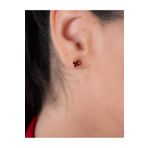 YCL JEWELLERY 8 Ayar Altın Kadife Bordo Yonca Küpe