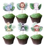 YCTHUNFISH 36'lı Paket Orman Cupcake Süsleri Vahşi Bir Tropikal Yaprak Hayvanlar Cupcake Kürdanları Orman Safari Hayvan Kek Süslemeleri Vahşi Bir Çocuk Doğum Günü Bebek Partisi Tema Parti Malzemeleri Dekor