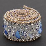Yctze 2.5cm Yapay Elmas Şerit Trim, Yapay Elmas Zincir, Diy Elmas Örgü Sarma 2.5cm Diy Elmas Örgü Sarma Rulo Kristal Rhinestones Zincir Trim Şerit Dekorasyon (Safir mavisi taş + altın