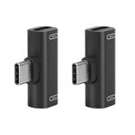 Yctze 2 ADET USB C Şarj Güç Dağıtıcı, 2'si 1 arada USB C Ses ve PD Şarj Adaptörü, T Tipi Şarj Konektörü, Huawei P20 P10 Pro Mate 10 için Mote Z için Nubia Z17 (Siyah)