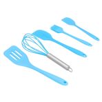 Yctze 5 Adet Set Silikon Spatula DIY Mutfak Eşyası Pişirme Aracı Kek Dekorasyon Ev BakeryBlue Hohe Elastizität bei Gleichmäßiger Bürs Aracı Silikon DIY Ev Pişirme Için (Mavi 5 parçalı