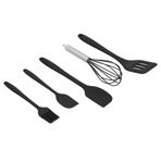 Yctze 5 Adet Set Silikon Spatula DIY Mutfak Eşyası Pişirme Aracı Kek Dekorasyon Ev BakeryBlue Hohe Elastizität bei Gleichmäßiger Bürs Aracı Silikon DIY Ev Pişirme Için (Siyah 5 parçalı