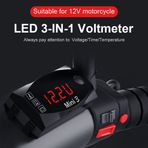 Yctze Motosiklet LED Ekran Dijital Voltmetre - Gerçek Zamanlı Gerilim, Zaman, Sıcaklık Göstergesi, Yeşil Işık Ile Çok Fonksiyonlu (WHITE)