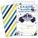 Ycyfckdr Polis Doğum Günü Davetiyeleri Çocuklar Kızlar Erkekler için, Tüm Birimleri Arayan Polis Doğum Günü Partisi Davetiye Kartları, Doğum Günü Partisi Dekor Malzemeleri - 20 Zarflı Davetiye
