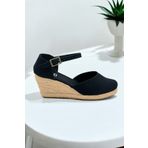 Y&D Shoes Dolgu Topuk Arkası Açık Keten Sandalet