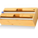 YDFYX Folyo ve Plastik Sargı Düzenleyici, Kesicili 2'si 1 Arada Sarma Dispenseri, Bambu Rulo Organizasyon Depolama Tutucu, Alüminyum Folyo, Balmumu Kağıdı, Parşömen Kağıdı, Çekmece için Kalay Folyo