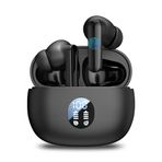 Yeabomy Kablosuz Kulaklık Bluetooth, Derin Baslı Kulak Tomurcukları, 48H Uzun Çalma Süresi, Güç Ekranı, IPX7 Su Geçirmez Kulak İçi Kulaklık, Telefon Tablet Spor Egzersizi için Mikrofonlu (Siyah)