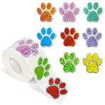 Yeachlaing 3,8 cm Holografik Parlak Ayı Pençesi Baskı Çıkartmaları, Köpek Yavrusu Pençe Çıkartmaları Delikli Ayı Pençesi Çıkartmaları (500 ADET, Çok Renkli)