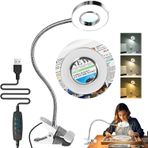 YeahBoom Işıklı ve ayaklı büyüteç, kıskaçlı LED büyüteç lambası, büyütme çalışma masası lambası, büyüteç lambası, LED ışıklı büyüteç, el işi, hobi, boyama, kapanış işleri için