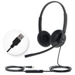 Yealink UH34 USB Kablolu Mikrofonlu Kulaklık, Gürültü Önleyici Mikrofonlu Stereo Kulaklık, Profesyonel İş Kulaklıkları VoIP Telefon PC Bilgisayar Çağrı Merkezi Ofis (Ultra Hafif)