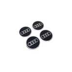 YED Audi Alüminyum Yapıştırma Jant Göbeği Siyah 4'lü 60mm Çerçeveli