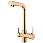 Yedi Yapı 3 Yollu Arıtmalı Mutfak Evye Bataryası L Boru Gold Altın