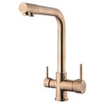 Yedi Yapı Arıtmalı 3 Yollu Mutfak Evye Bataryası L Boru Mat Gold Altın