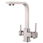Yedi Yapı Kare Model 3 Yollu Arıtmalı Mutfak Evye Bataryası Saten-inox Saten İnox