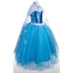 Yediel Buğra Bahar Tasarım ve Moda Mavi Elsa Frozen Uzun Pelerinli Askılı Kostüm - 10 Yaş