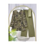 YEDİLALE ETNİK DESEN DUBLE KREP CEKET PANTOLON İKİLİ TAKIM 6797 [ tunik, kuşak ve pantolon dahildir]