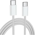 Yediseven Type C To Type C 60WATT 20V/3A Android Huawei Xiaomi Apple iPhone 15 Hızlı Şarj Kablosu Beyaz 1 Metre