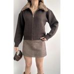 yeditepe fashion Peluş Yaka Triko Hırka